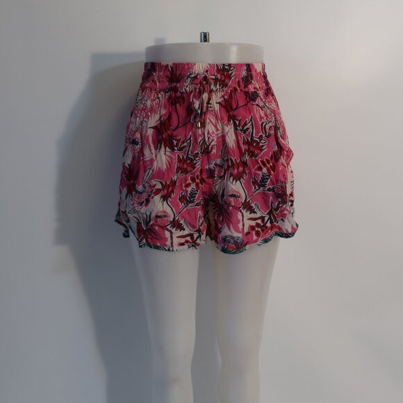 Womens Chufy Pink White Floral Elasticized My Aussie Days Drawstring Shorts XS - Picture 5 of 7